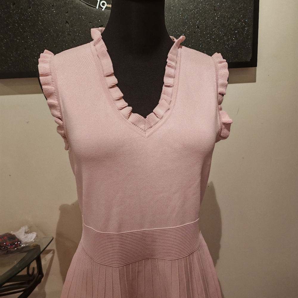 Ted Baker RIAAN Knitted Skater Dress with Frill Detail Pink - Picture 6 of 17
